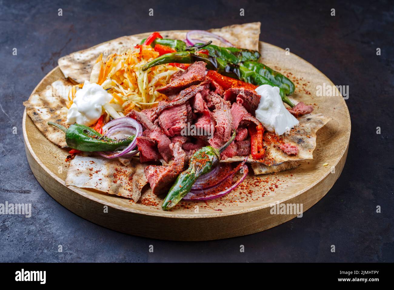 Traditional Greek beef gyros with cabbage carrot salad Stock Photo Alamy