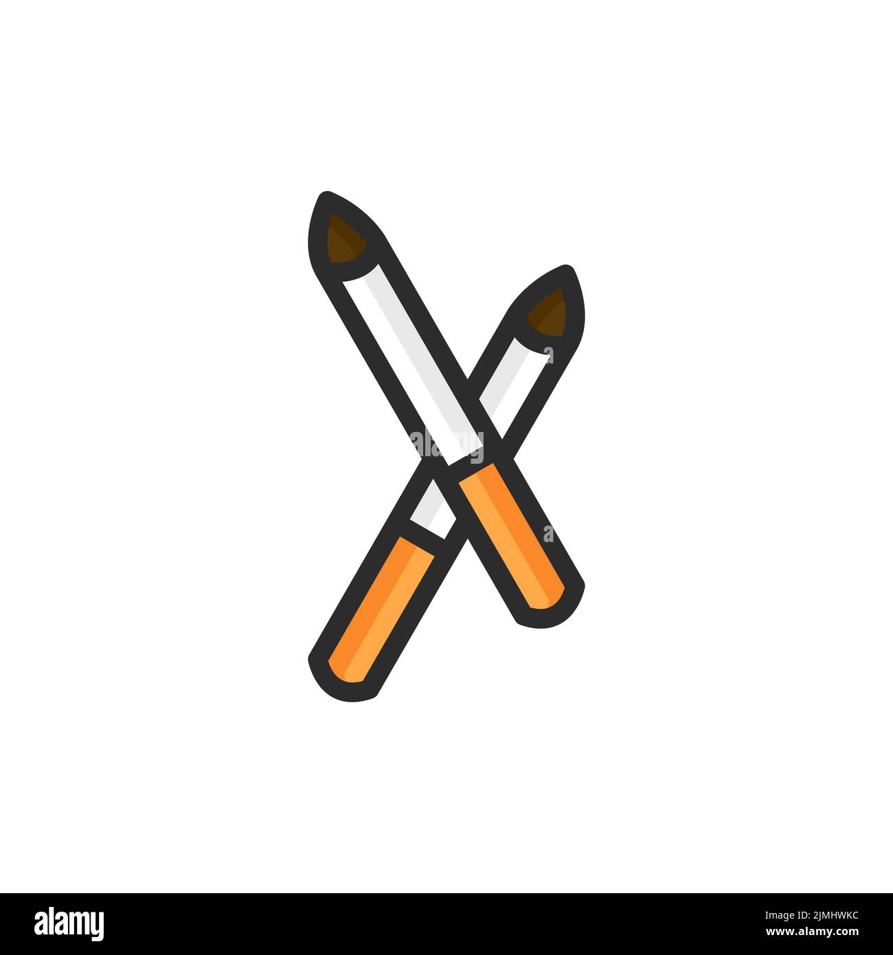 An illustration of two pencils with a white background Stock Vector