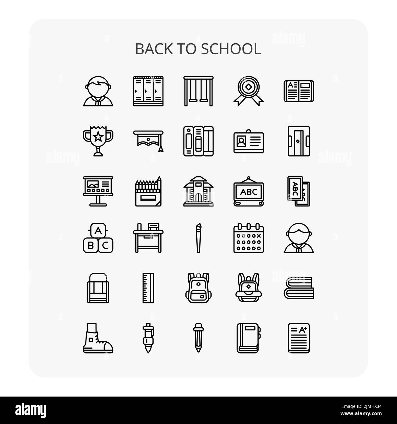 A set of back to school icons with a white background Stock Vector ...