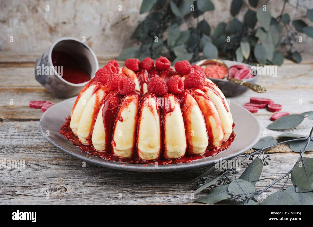 Traditional Italian budino di ricotta cheesecake pudding with chocolate