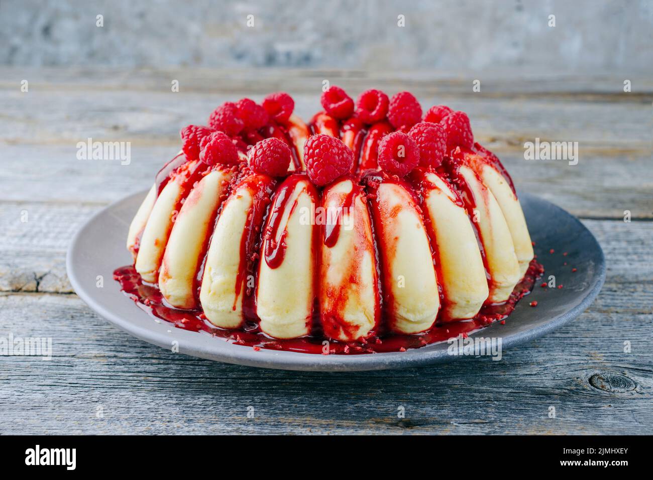 Traditional Italian budino di ricotta cheesecake pudding with chocolate