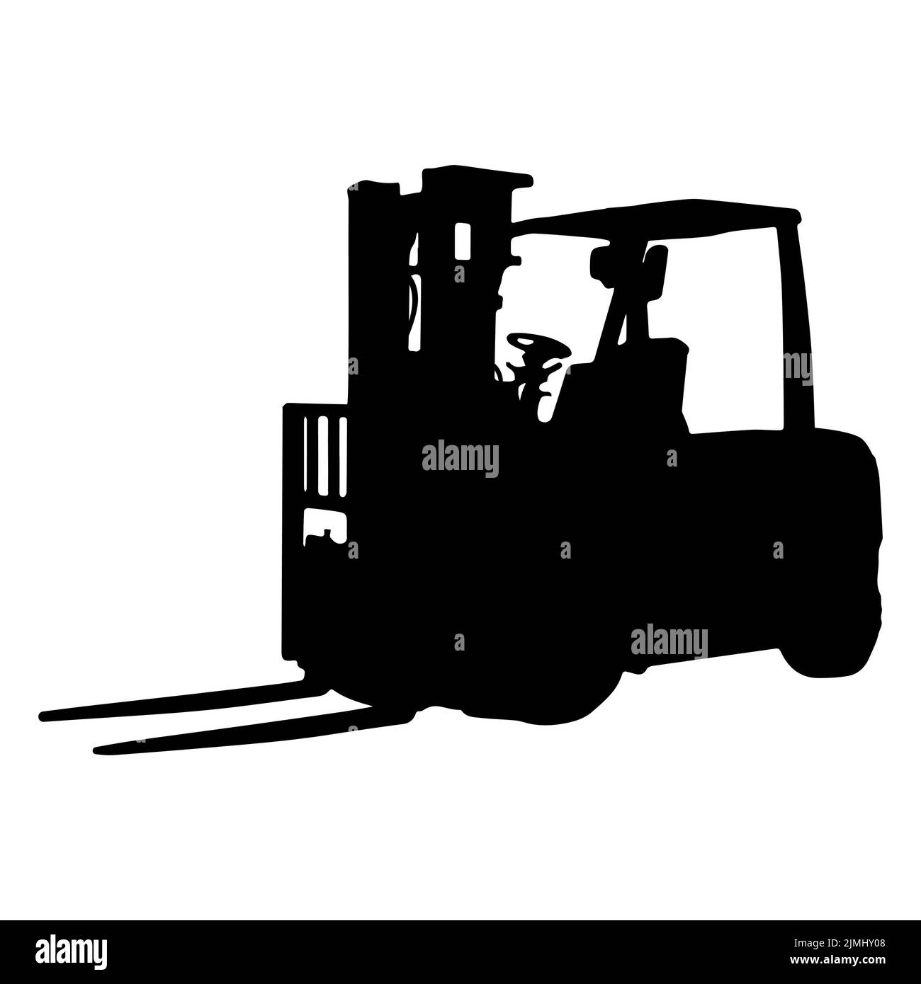A silhouette of a forklift on a white background Stock Vector Image ...