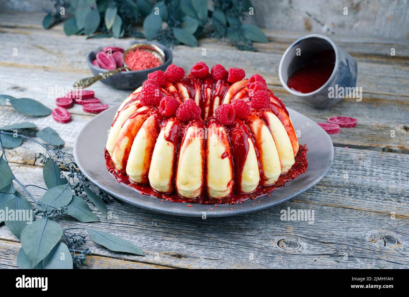 Traditional Italian budino di ricotta cheesecake pudding with chocolate