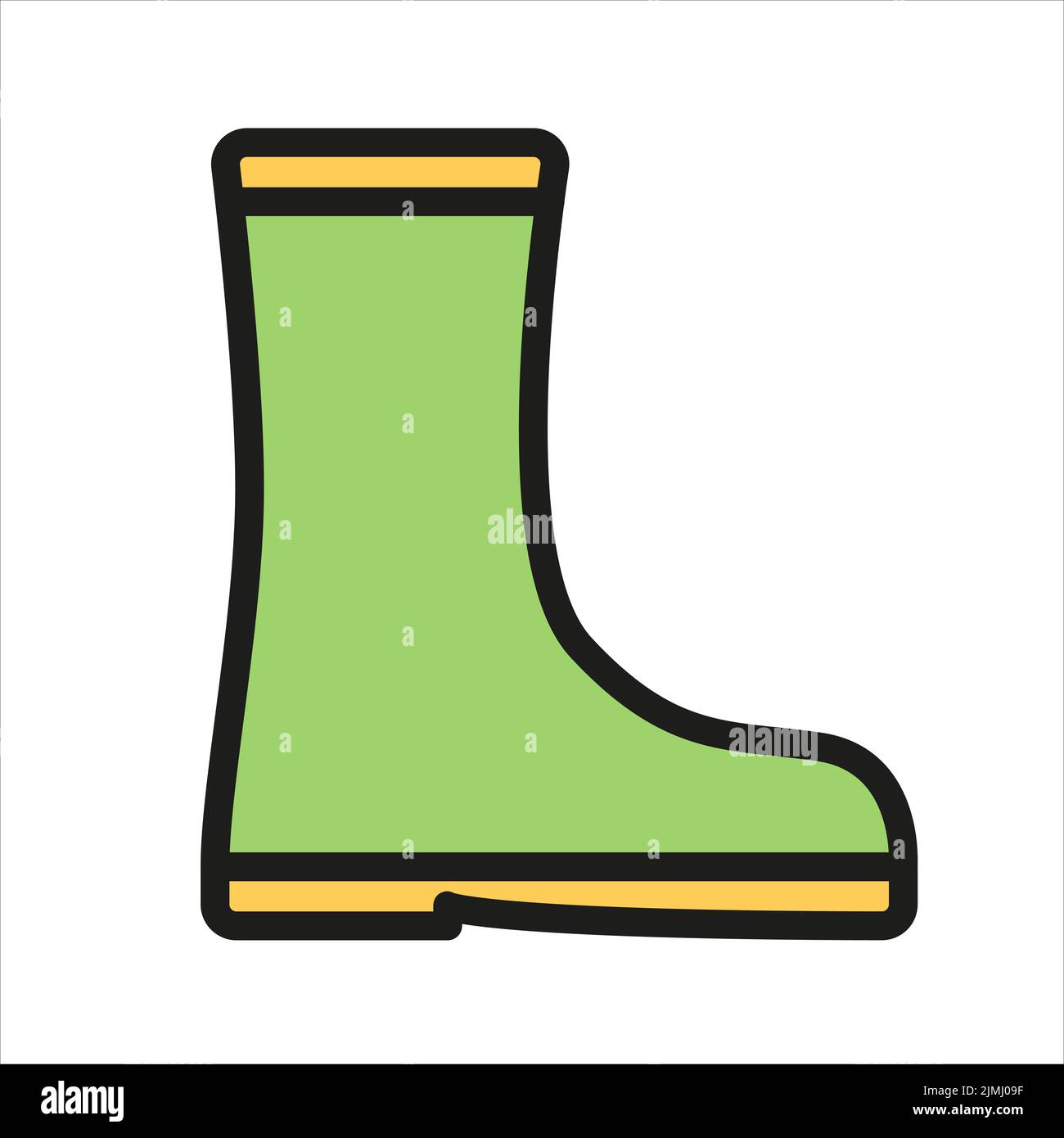 Rubber boot color flat icon with stroke isolated on white background ...