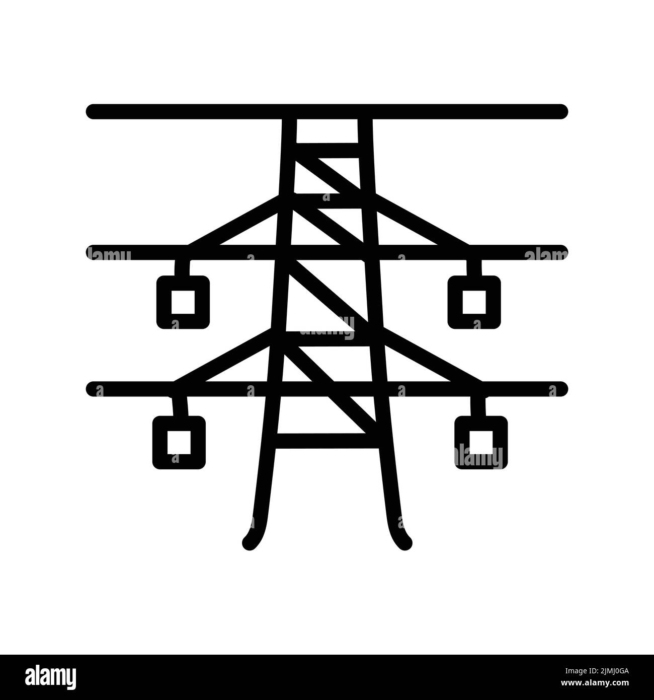 Power lines olor line icon. Pictogram for web page. Stock Vector