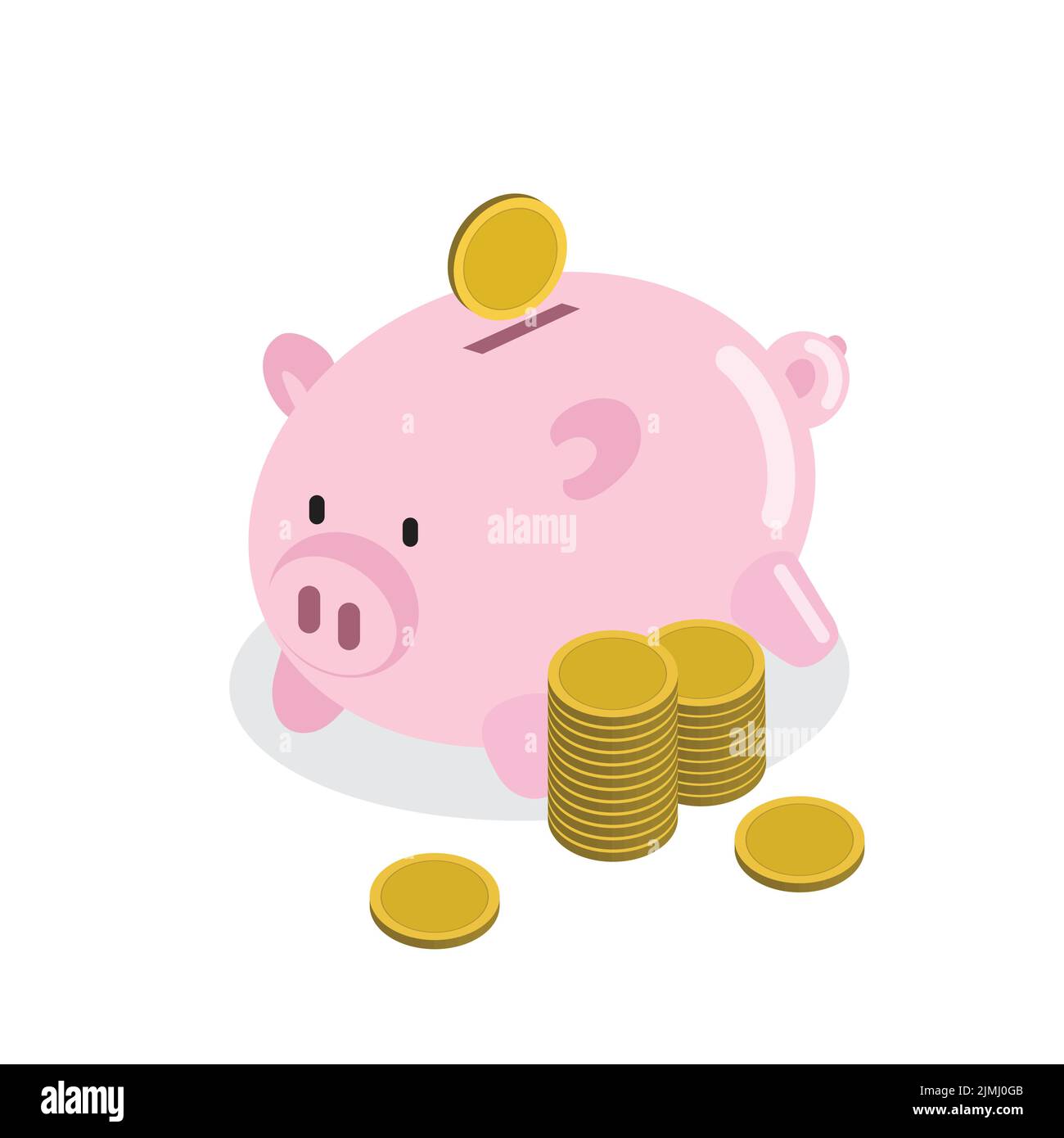 Stacks Of Money Coins Isolated Vector Concept Of Moneypiggy Bank