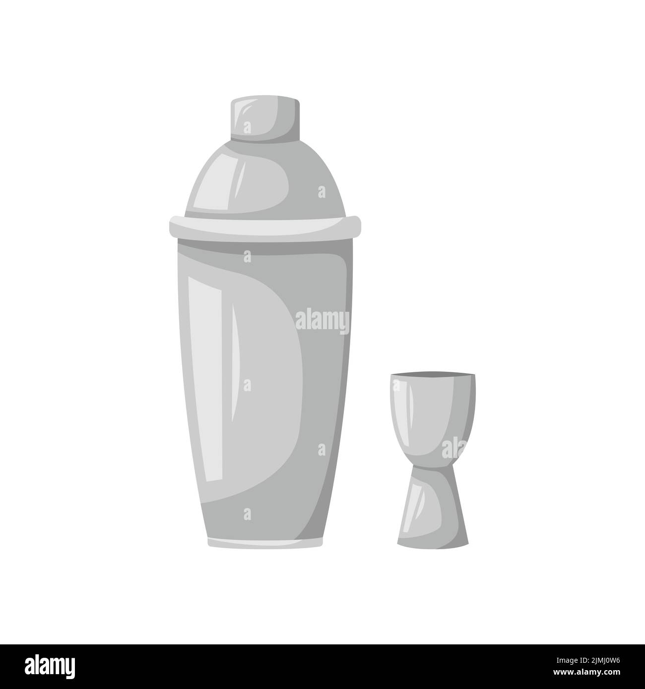 Vector illustration of a shaker and measuring cup for making cocktails. Stock Vector