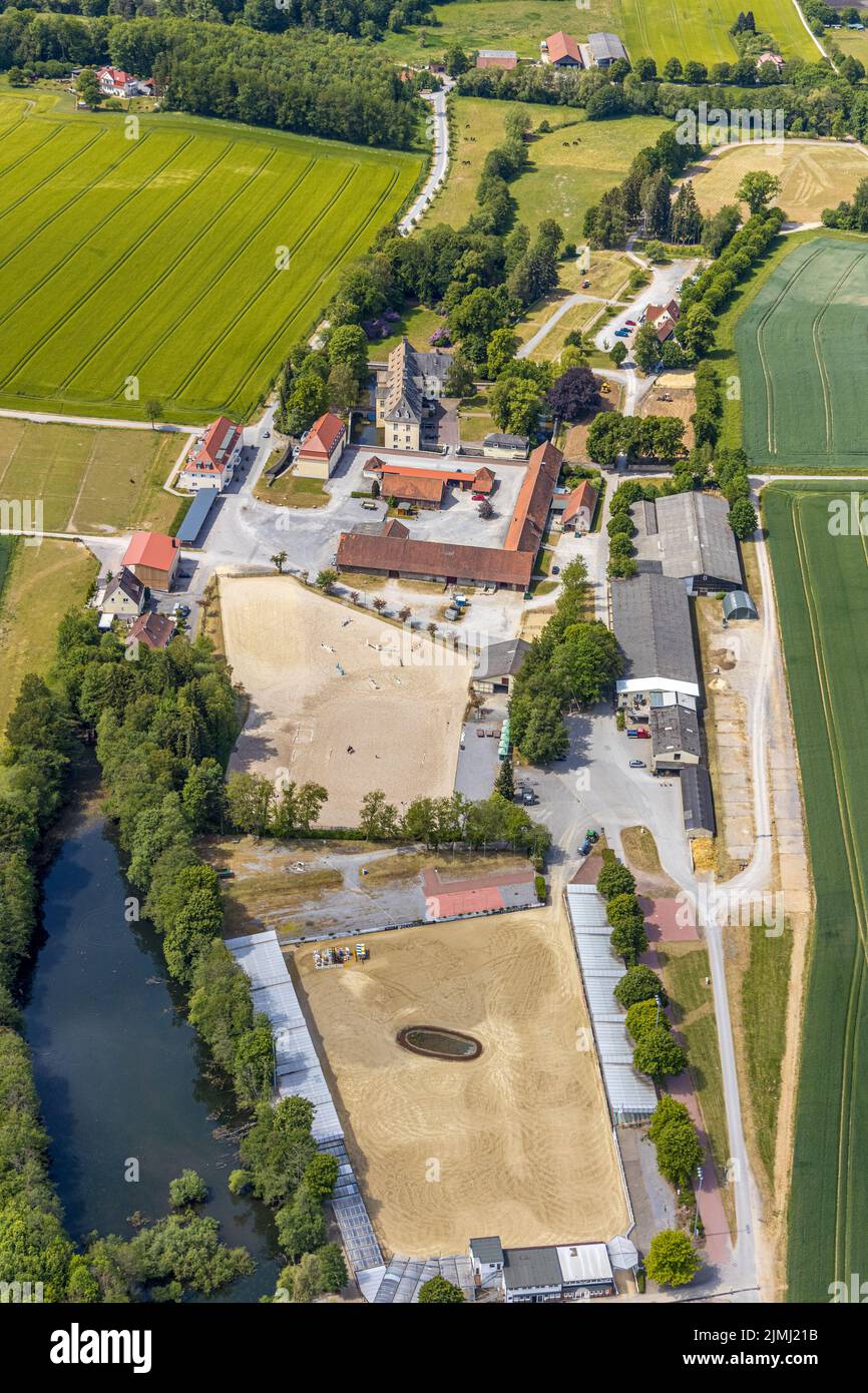 Aerial view, Reiterverein Balve, Schloss Wocklum, Balve, Sauerland, North Rhine-Westphalia, Germany, DE, Europe, manor house, manor house, manor build Stock Photo