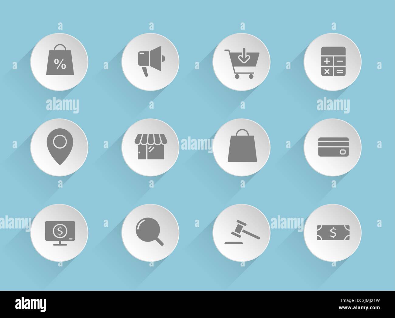 e-commerce vector icons on round puffy paper circles Stock Vector Image ...