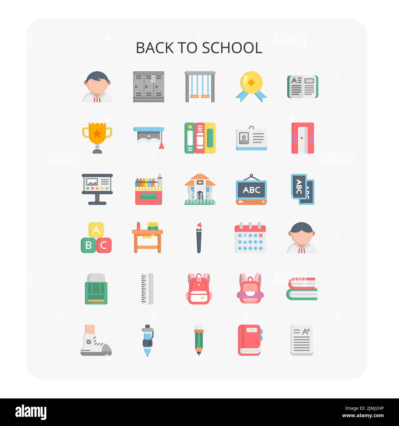 A set of back to school icons with a white background Stock Vector ...