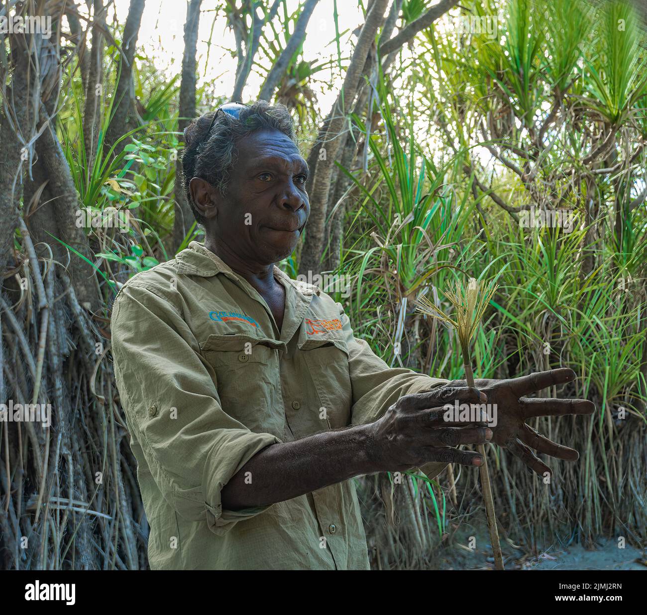 Portrait of Neville Namarnyilk, an Aboriginal guide and artist from