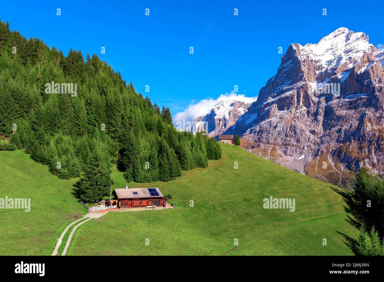 Grindelwald, Switzerland chalet and mountains view Stock Photo Alamy