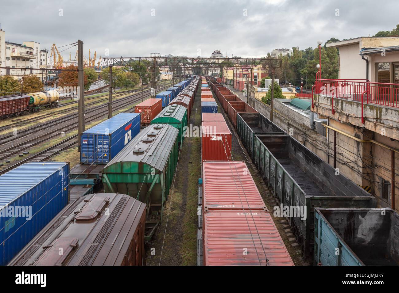 Odessa, Ukraine. 10th Sep, 2018. Railway cargo terminal seen at the Marine Industrial Commercial Port. For the first time since the beginning of the Russian war of aggression against Ukraine, a ship carrying grain has left the port of Odessa. This should make millions of tons of grain available again for the world market. Before the Russian war of aggression, Ukraine was one of the world's most important grain exporters. For them, billions in revenue from the sale of wheat and corn, among other commodities, is at stake. (Credit Image: © Mykhaylo Palinchak/SOPA Images via ZUMA Press Wire) Stock Photo