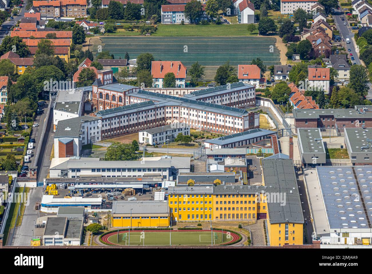 Aerial photograph, correctional facility JVA Werl , Werl, Soester Börde, North Rhine-Westphalia, Germany, Soester, Börde, DE, Europe, birds-eyes, view Stock Photo