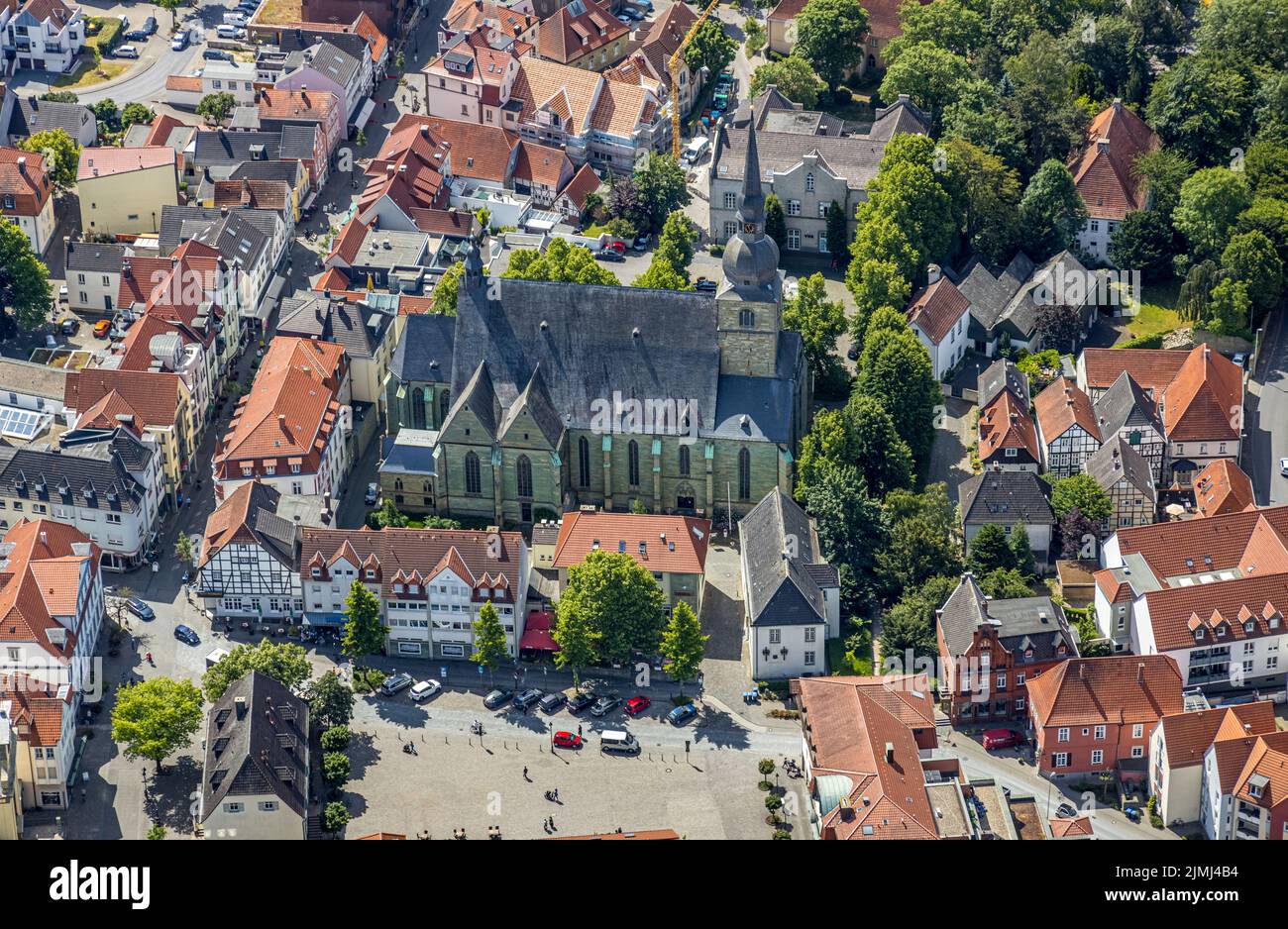 Aerial view, Catholic Church St. Walburga , Werl, Soester Börde, North Rhine-Westphalia, Germany, Soester, Börde, DE, Europe, birds-eyes, view, aerial Stock Photo