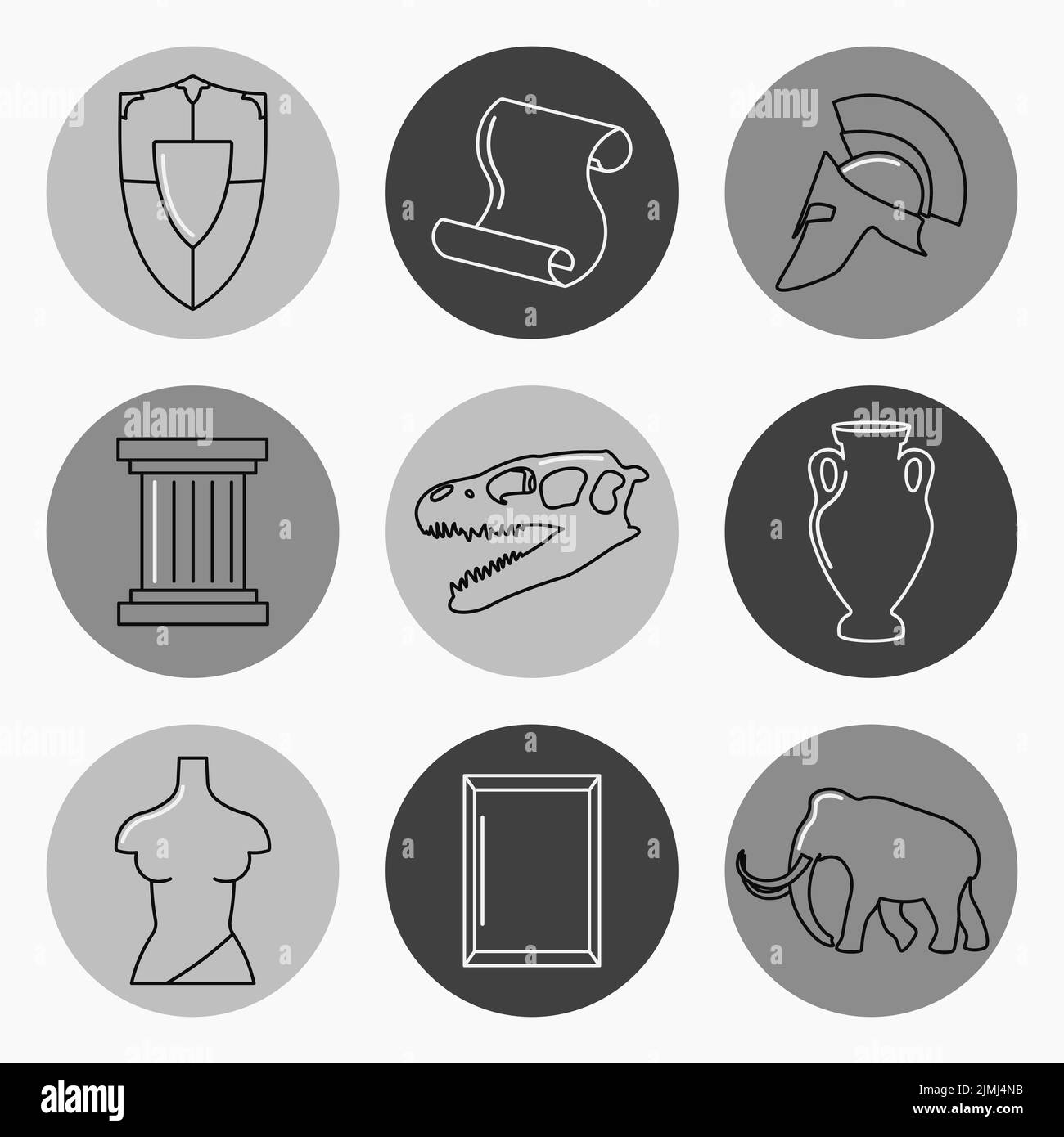 Flat vector set of isolated museum exhibits Stock Vector Image & Art ...