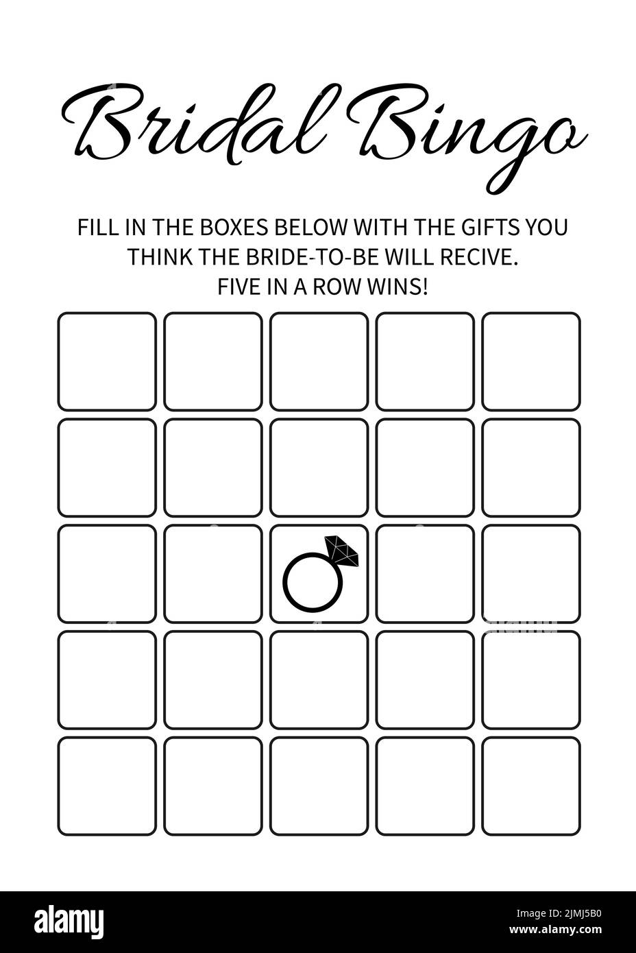 Bridal Bingo card template. Bridal Shower Bingo game. Funny activity