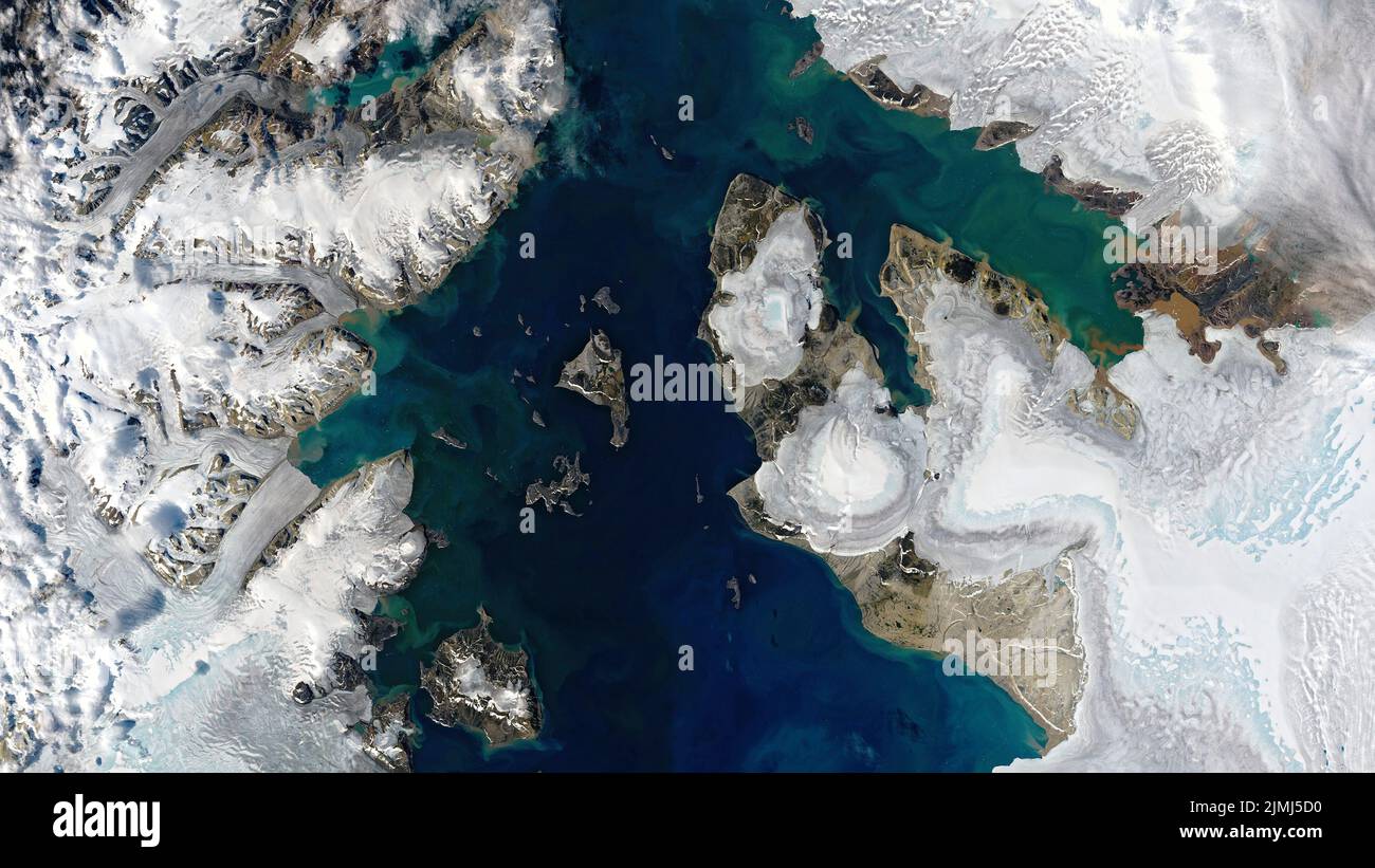 Aerial of Nordaustlandet, Svalbard Stock Photo