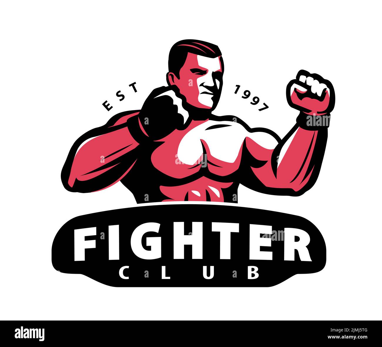 Fighter club emblem. Mixed martial arts emblem symbol or logo. Sports mascot vector illustration isolated Stock Vector