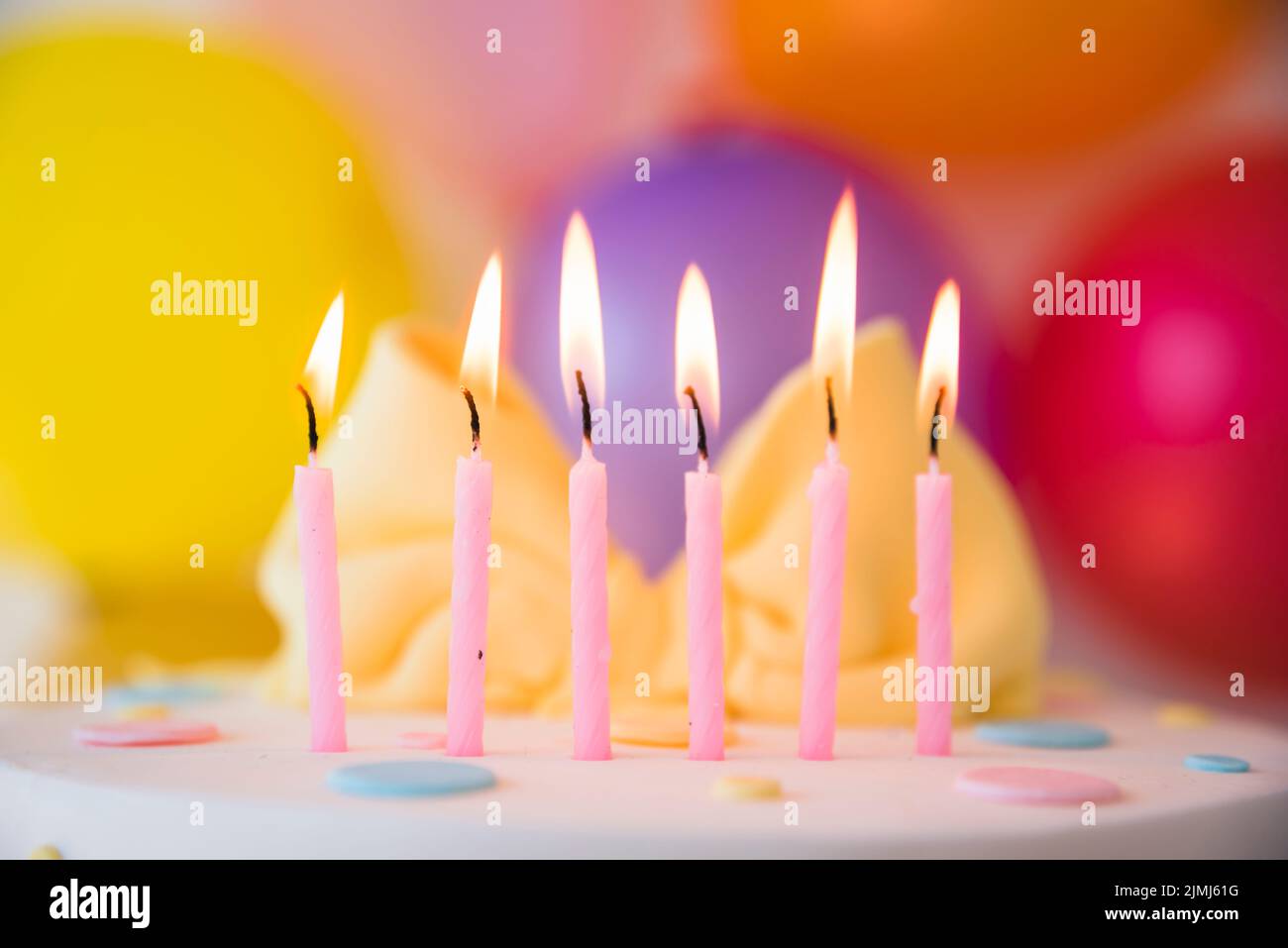 Birthday cake with candles Stock Photo