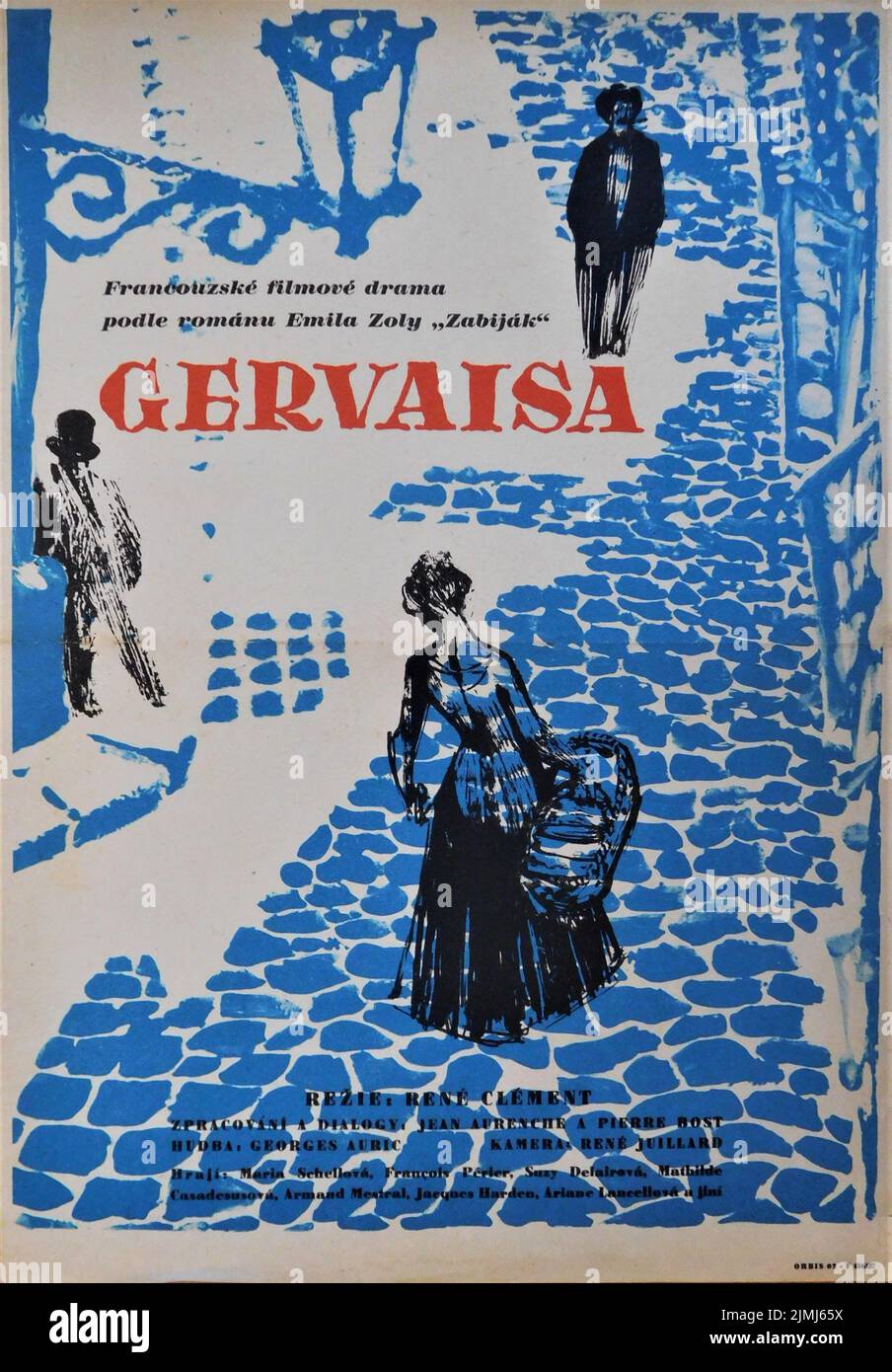 Czech Poster for MARIA SCHELL and FRANCOIS PERIER in GERVAISE / GERVAISA 1956 director RENE CLEMENT novel L'Assommoir by Emile Zola music Georges Auric Agnes Delahaie Productions / Les Films Corona / Silver Films / CICC / Cino del Duca Stock Photo
