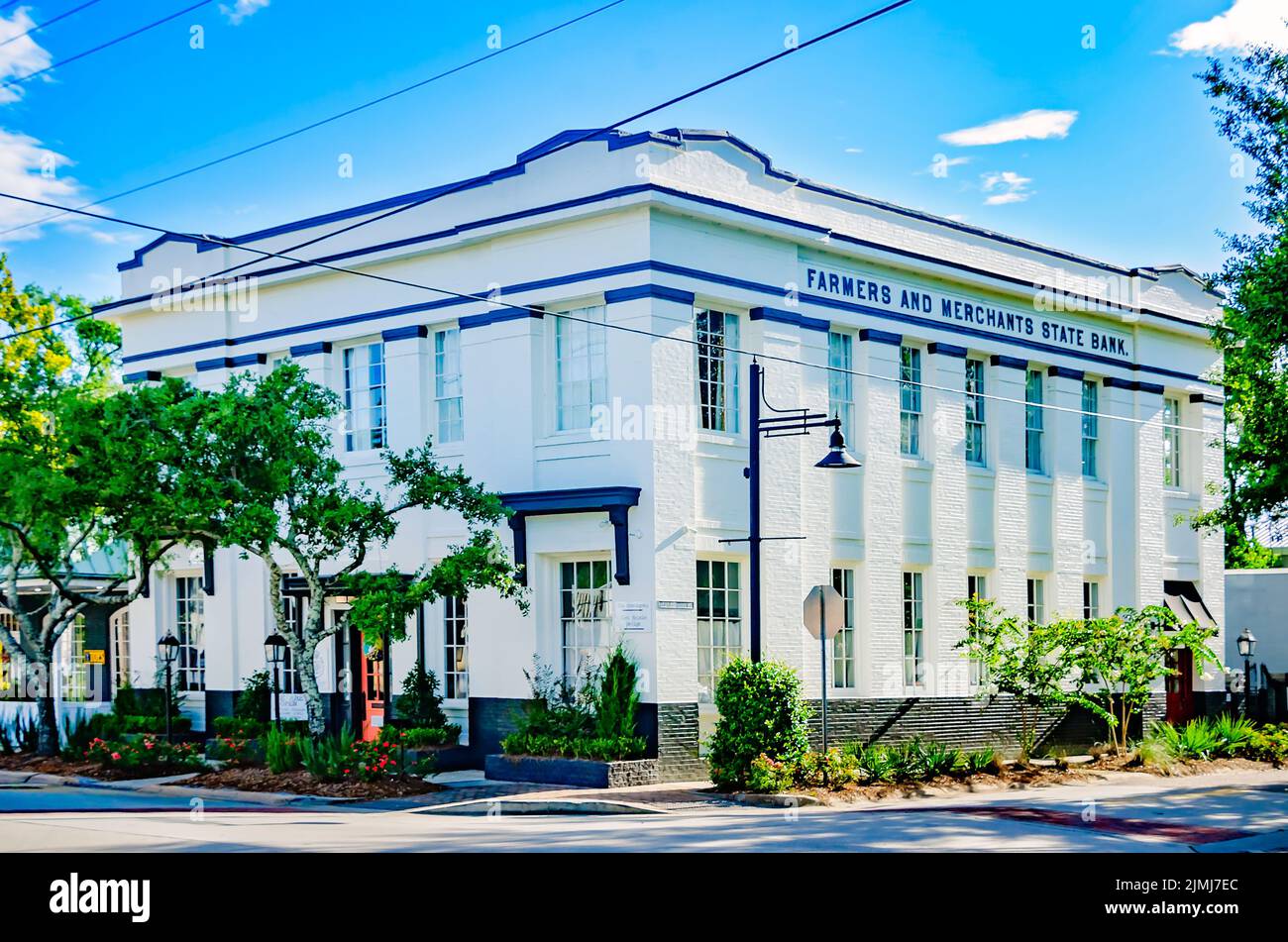 The Old Farmers and Merchants State Bank is pictured, July 31, 2022, in Ocean Springs, Mississippi. Stock Photo