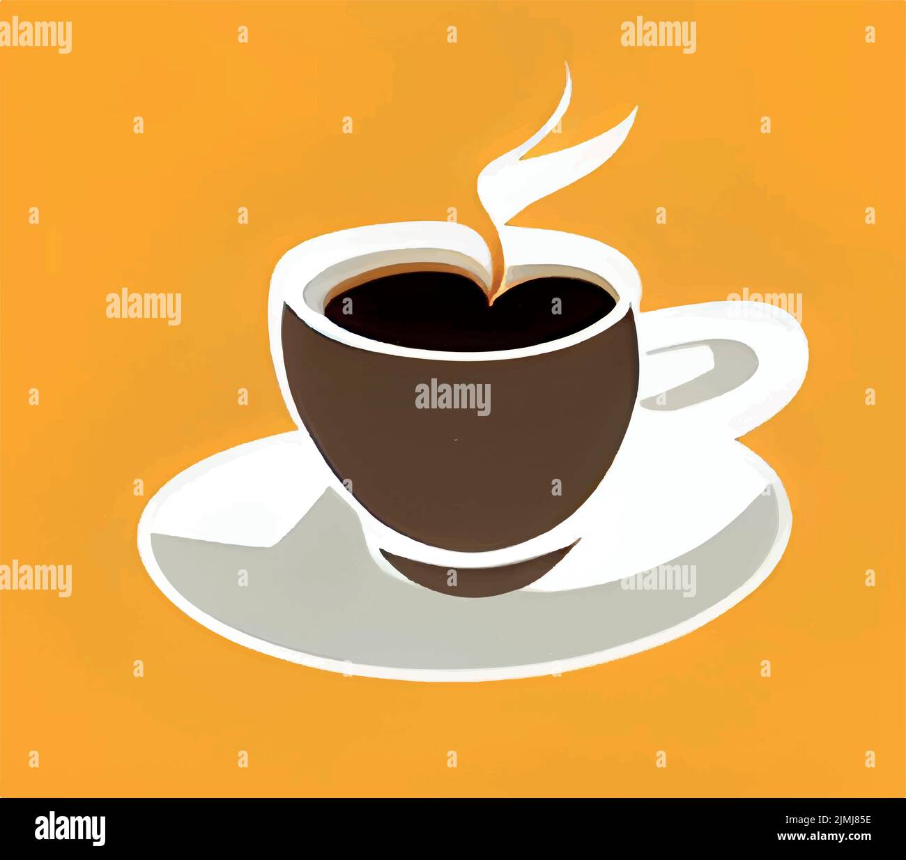 A beautiful design of a cup of coffee isolated on orange background ...