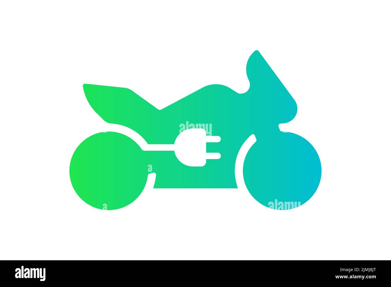 Electric sportbike icon. Green gradient cable electrical motorcycle and ...