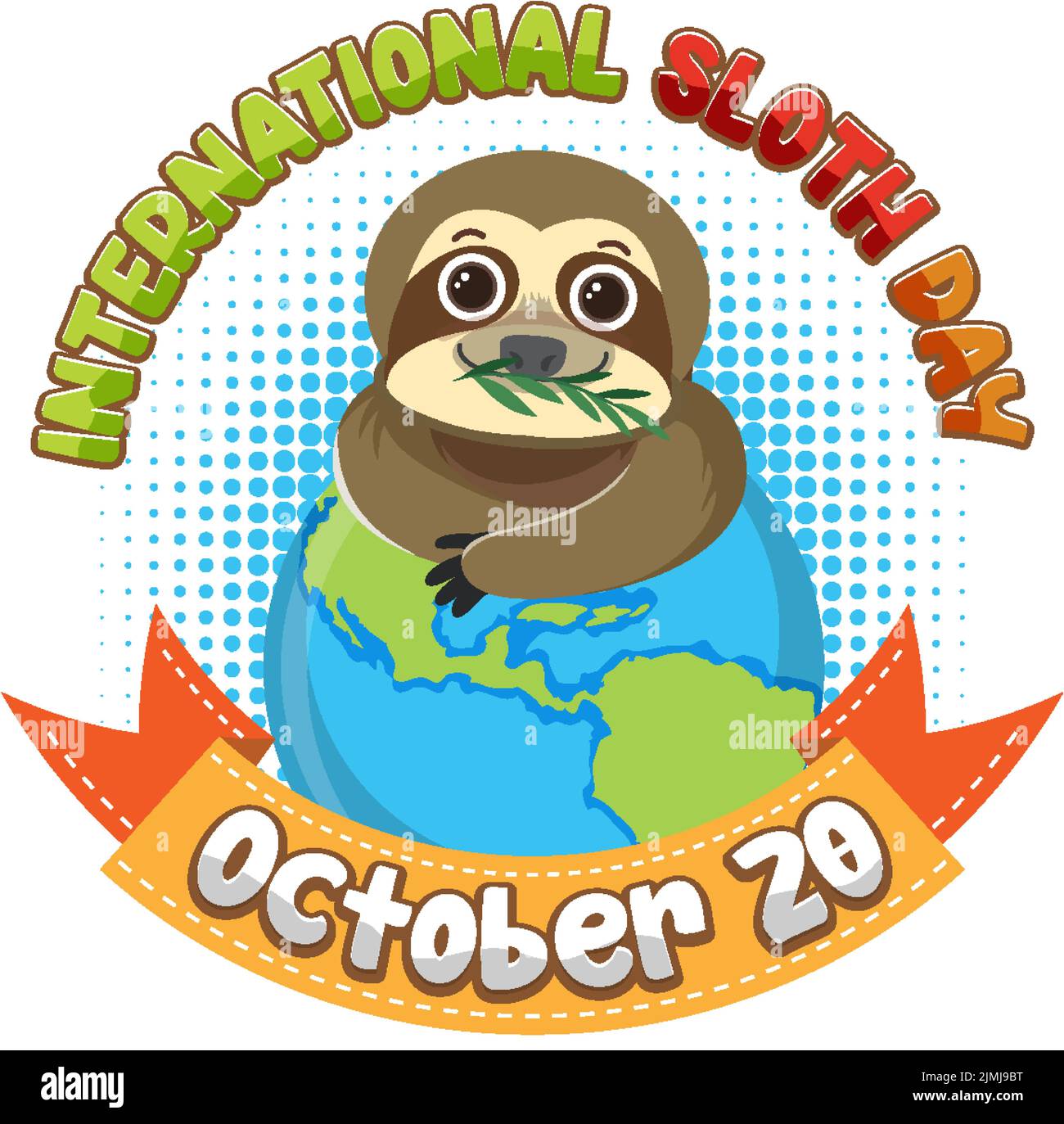 International sloth day banner concept vector illustration Stock Vector