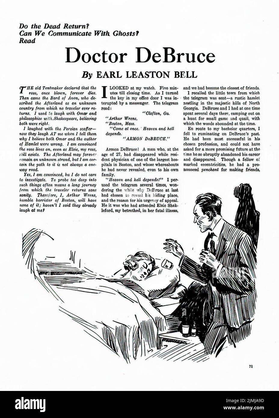 Doctor DeBruce, by Earl Leaston Bell. Illustration from Weird Tales, February 1924 Stock Photo
