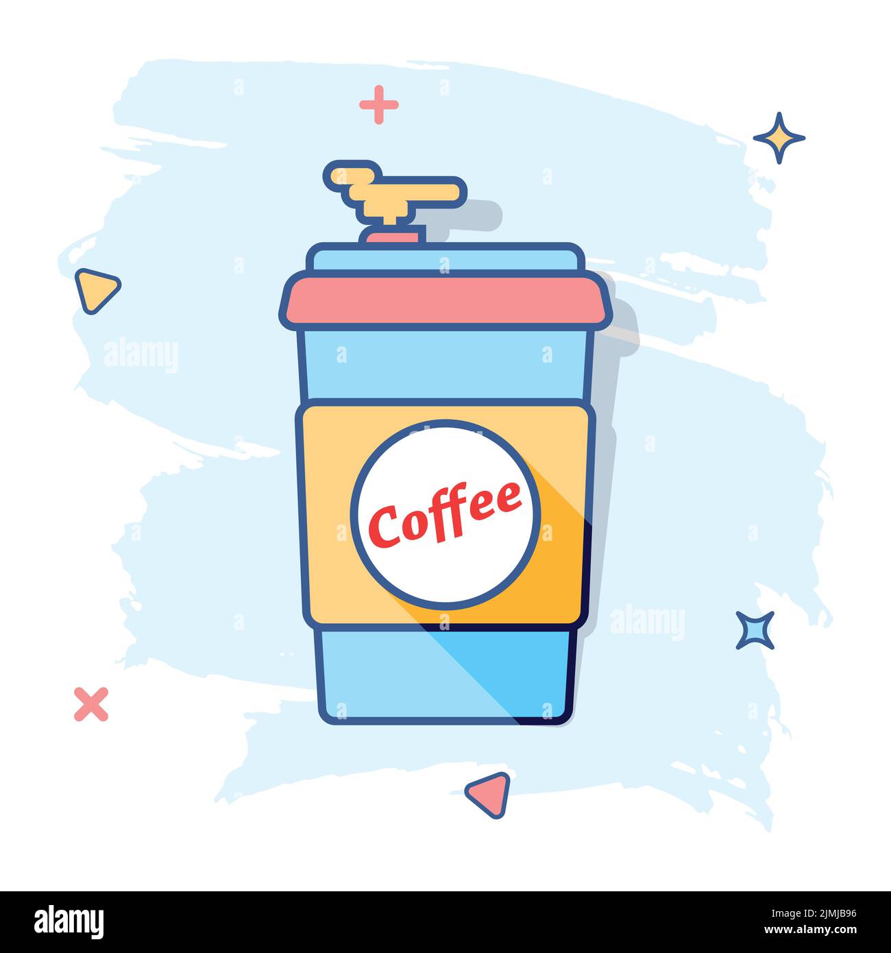 Coffee, tea cup icon in comic style. Coffee mug vector cartoon ...