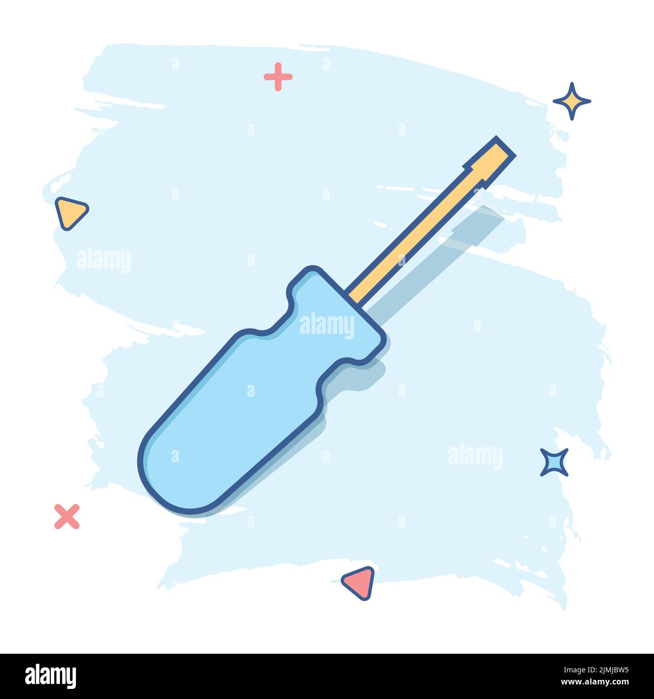 Vector cartoon screwdriver icon in comic style. Repair tool sign ...