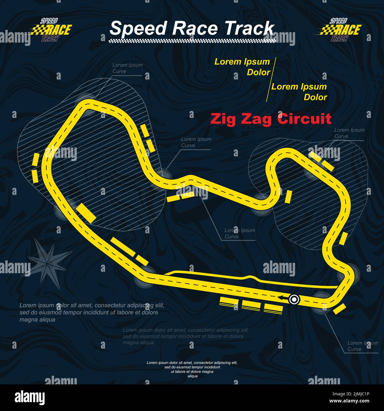 Yellow and blue race track wallpaper Stock Vector