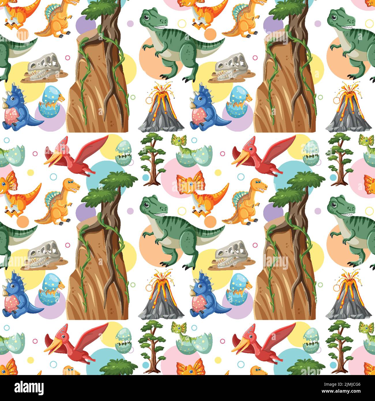 Cute dinosaur seamless pattern illustration Stock Vector Image & Art ...