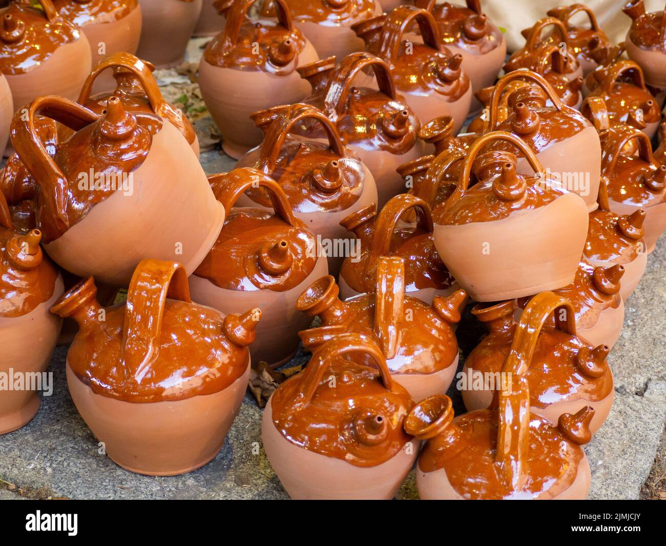 botijos at a craft fair in Europe. Craftsmanship concept Stock Photo