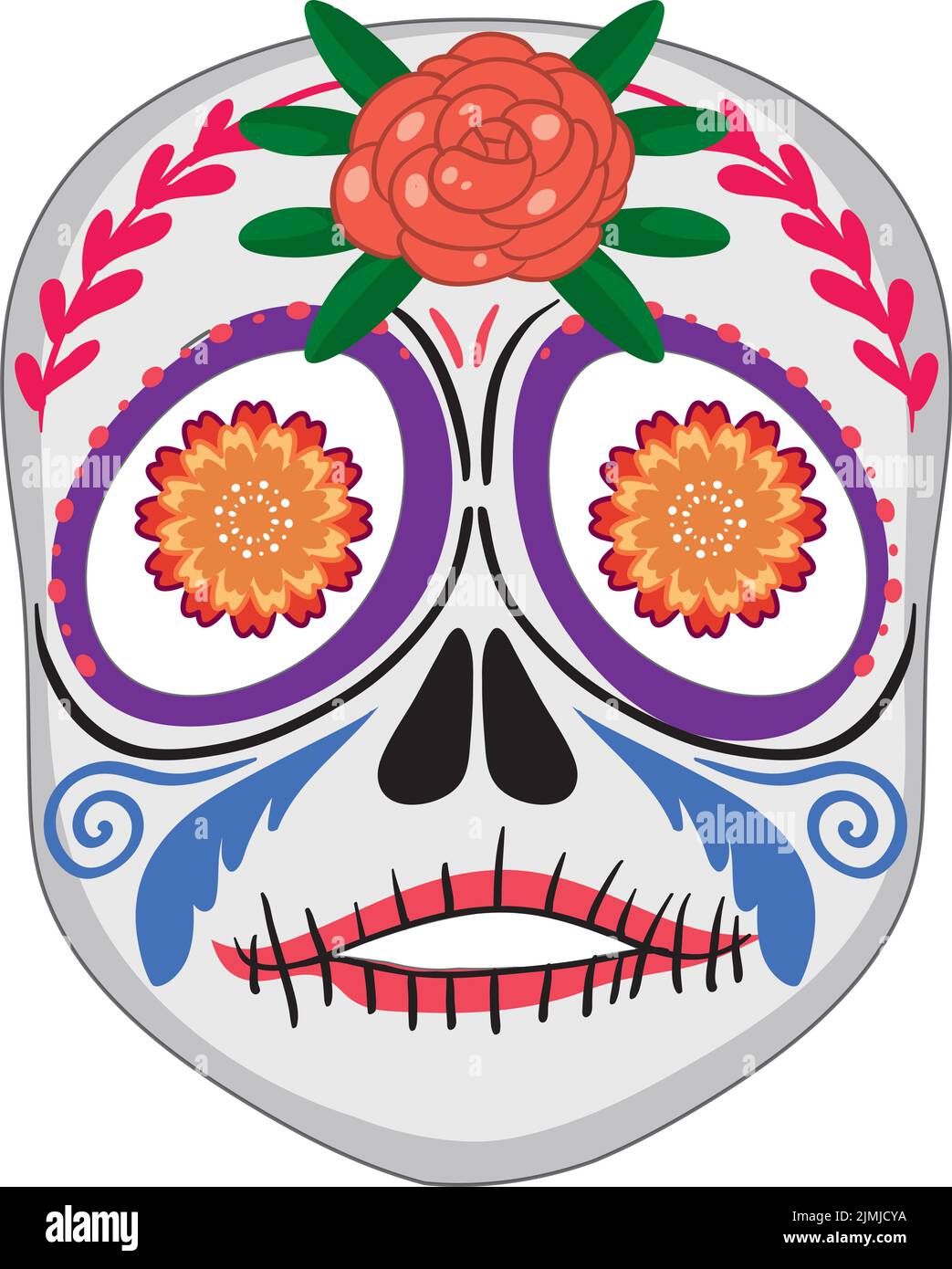 Mexican painted skull isolated illustration Stock Vector Image & Art ...