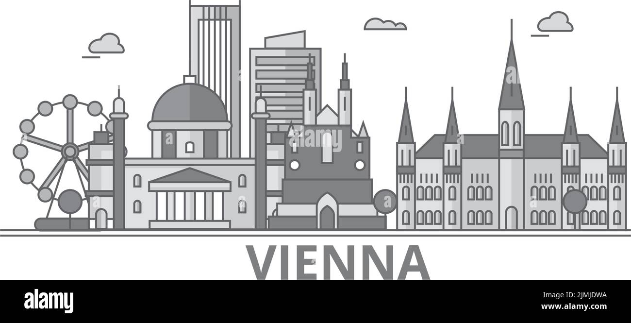 Austria, Vienna City city skyline isolated vector illustration, icons