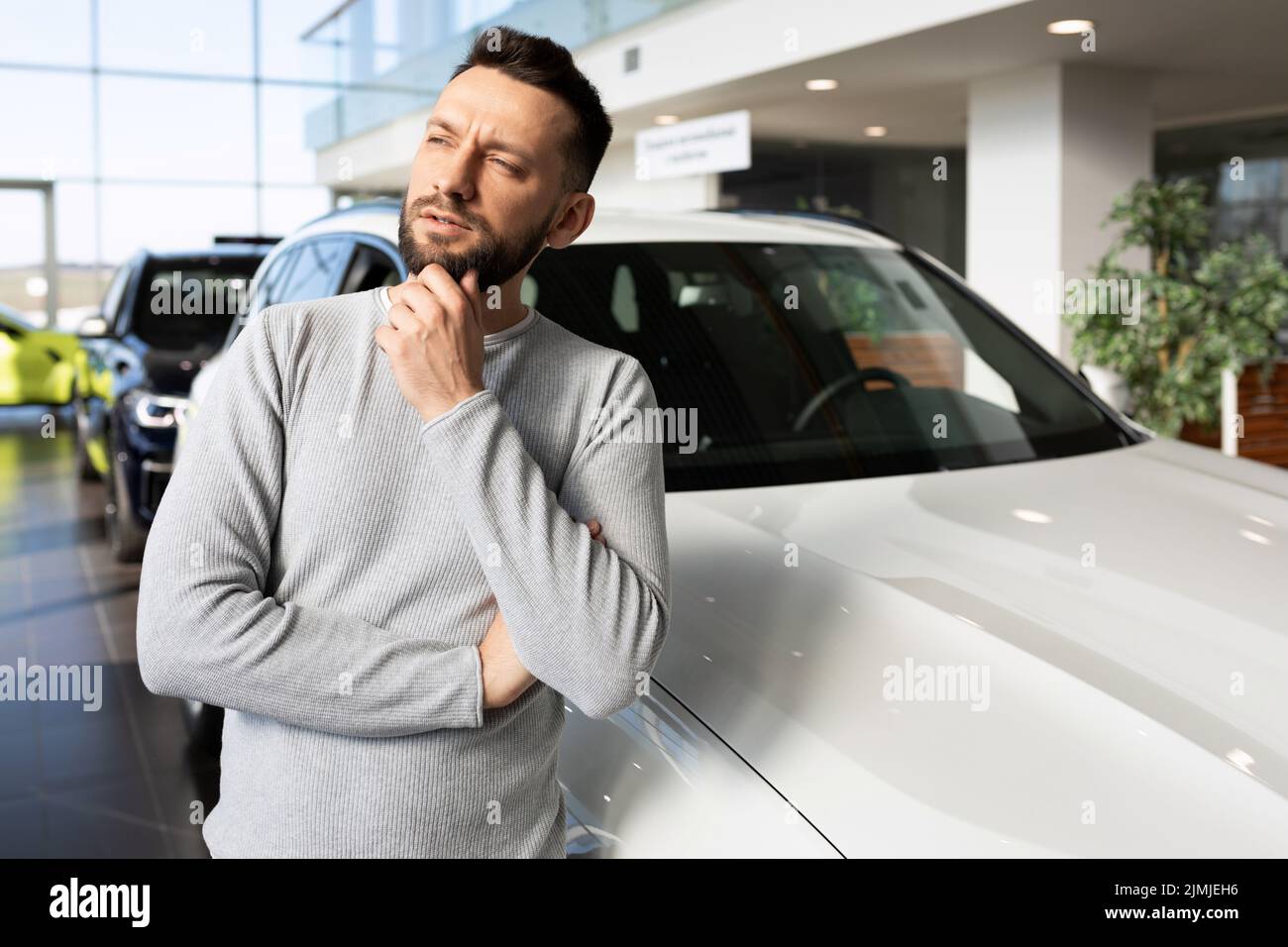 The buyer seriously thought about buying a new car in the showroom of a