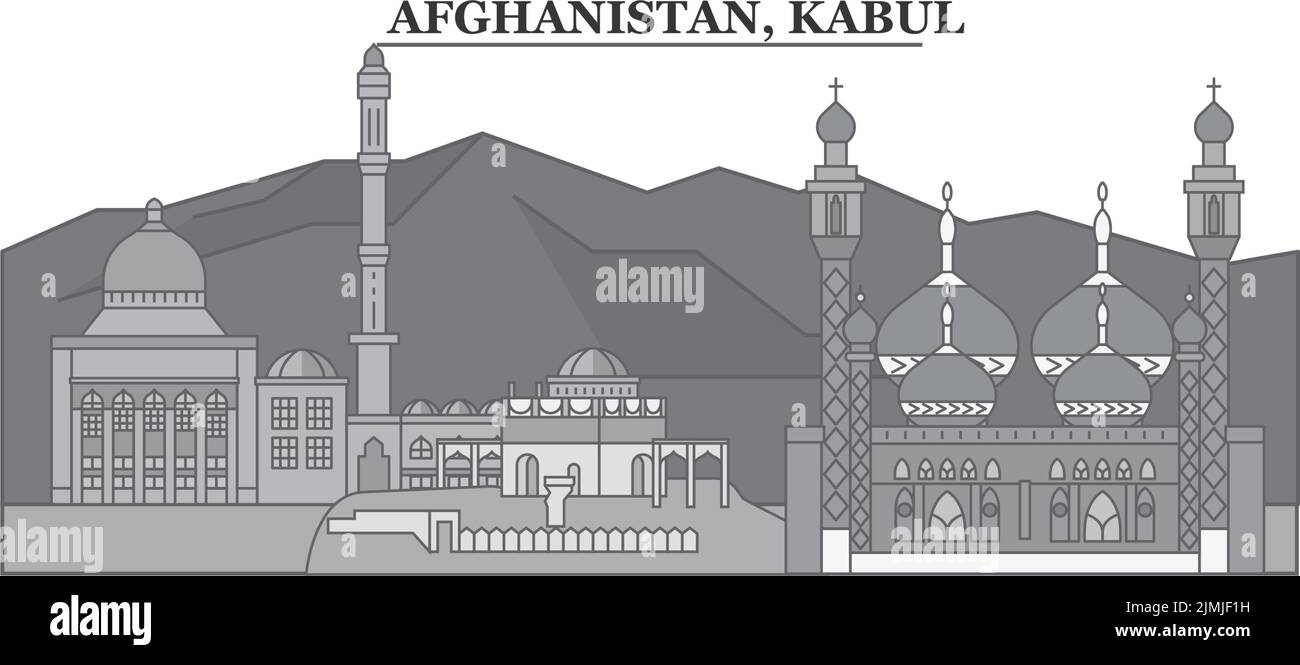 Afghanistan, Kabul city skyline isolated vector illustration, icons Stock Vector