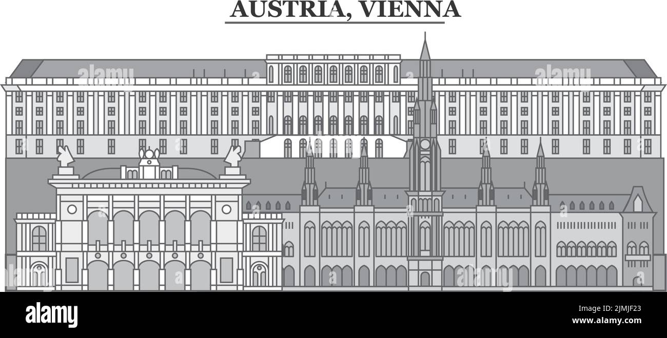 Austria, Vienna city skyline isolated vector illustration, icons Stock Vector