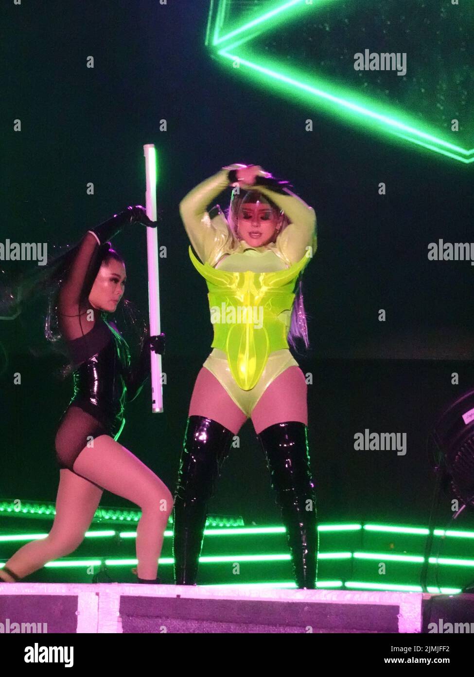 Christina Aguilera Pops in Neon Green Costume at Brighton Pride