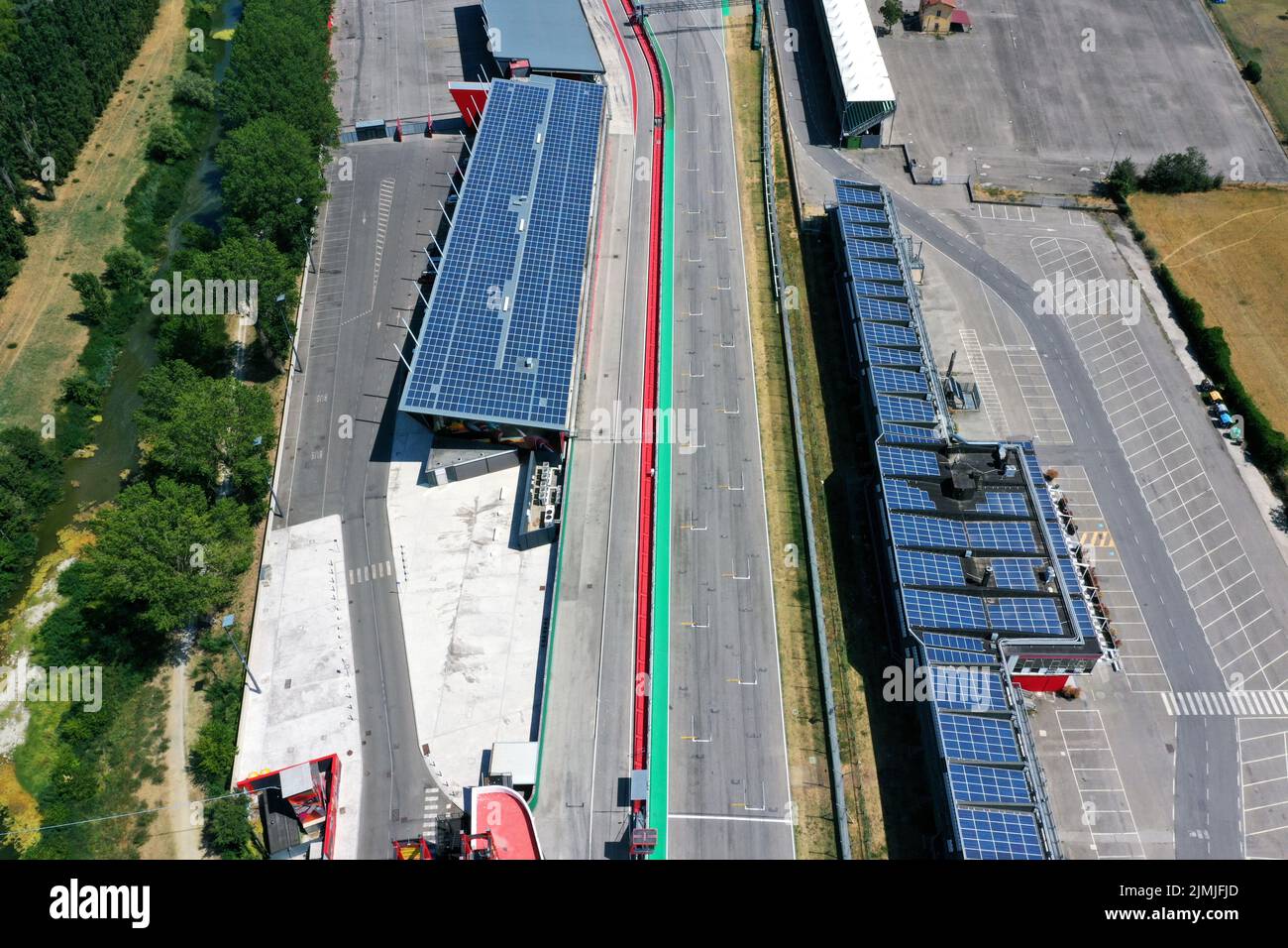 aerial view of the Imola racetrack, Imola, Bologna, Emilia Romagna, Italy Stock Photo