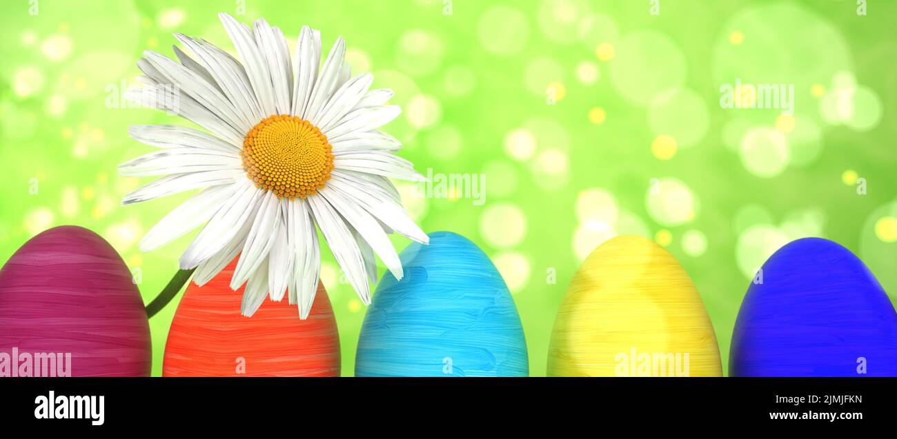 Easter Eggs Daisy Flower Stock Photo