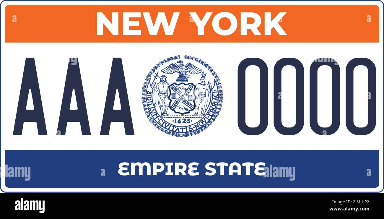 Vehicle license plates marking in New York in United States of America