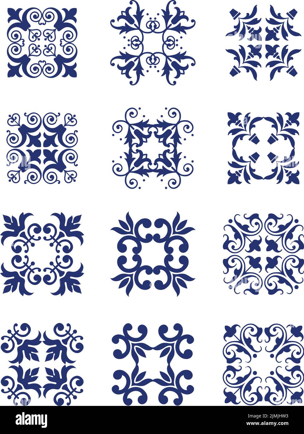 A set of vintage floral vector design icons and decorations Stock Vector