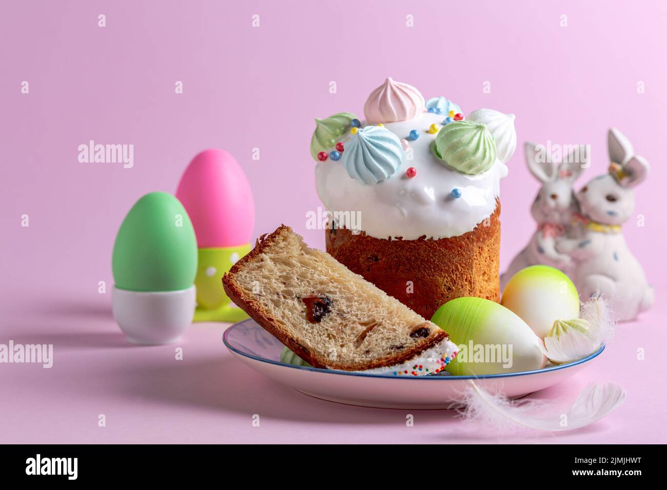 Easter cake and eggs. Stock Photo