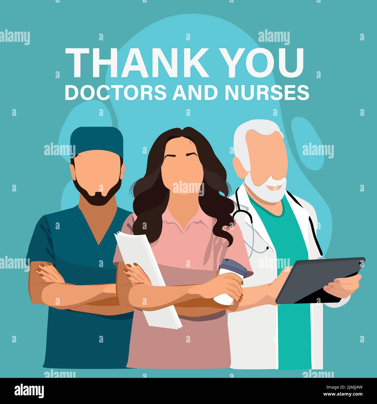 Medical personnel team, character of doctors and nurses wearing a ...