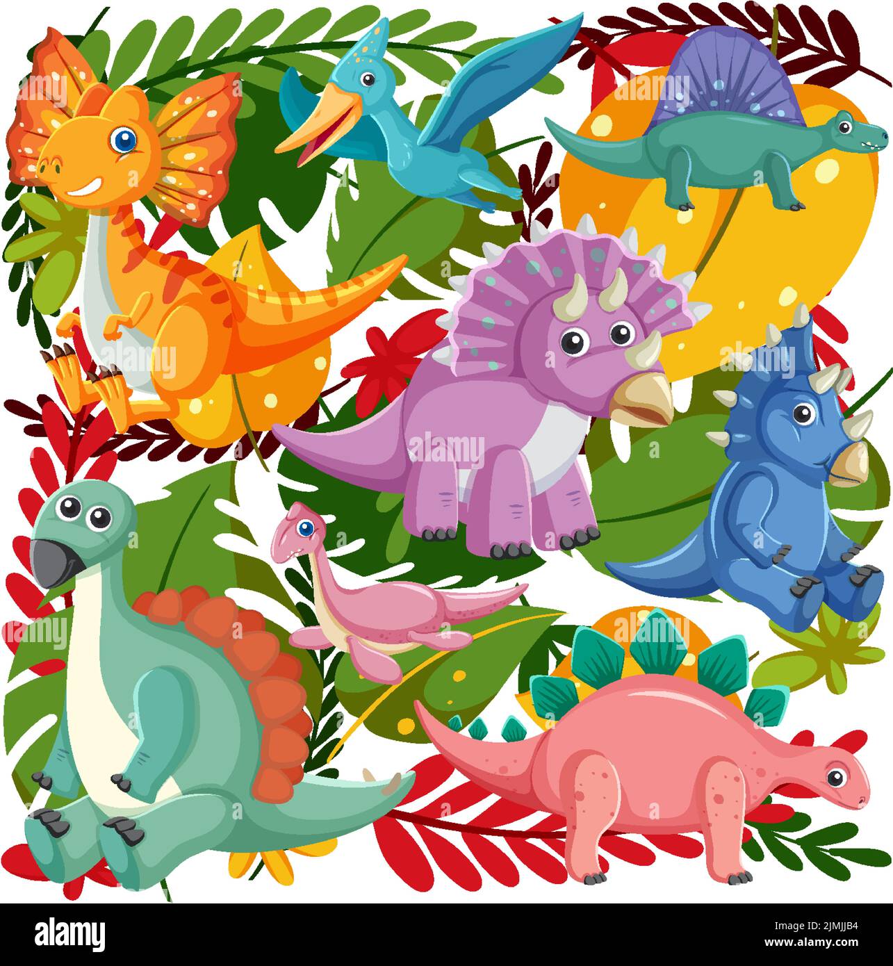 Cute dinosaur seamless pattern illustration Stock Vector Image & Art ...