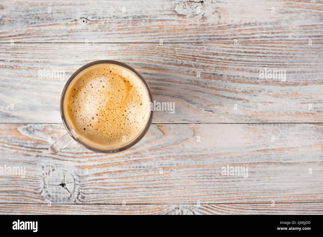 Flat lay cup coffee with foam Stock Photo Alamy