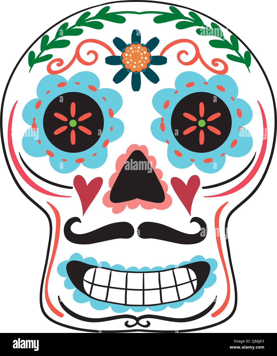 Mexican painted skull isolated illustration Stock Vector Image & Art Alamy